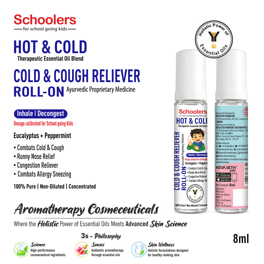 Schoolers Hot & Cold – Baby & Kids Cold & Cough Roll-On | Relief Runny Nose, Congestion & Sneezing - Keya Seth Aromatherapy