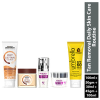 Tan Removal Skincare Routine – Facewash, Serum, Face Pack & SPF 60 to Exfoliate, Brighten, Fade Tan, Dark Spots & Protect from Sun Damage - Keya Seth Aromatherapy