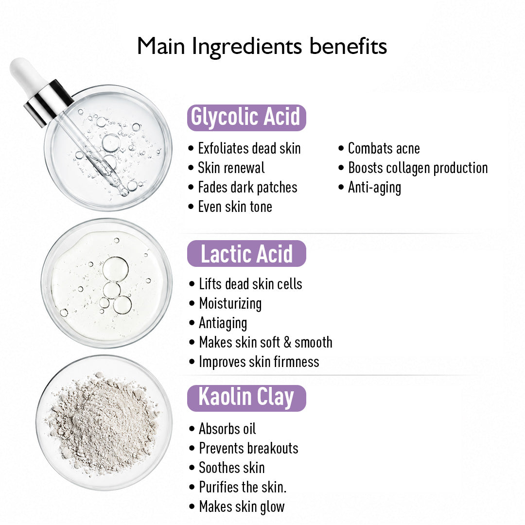 Glycolic Brightening AHA Exfoliating Peel Clay Mask - Glowing, De-Tan, Brightening & Moisturizing - Keya Seth Aromatherapy
