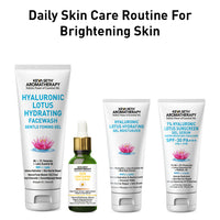 Daily Skincare Routine for Brightening Skin – Facewash, Serum, Moisturizer, Sunscreen With Hyaluronic, Daisy Flower, Alpha Arbutin & Vitamin C to Fade Scars & Even Tone - Keya Seth Aromatherapy