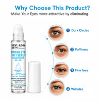 Under Eye 4-in-1 Concentrated Serum Roll-On - Reduces Dark Circles, Fine Lines, Puffiness & Wrinkles with Hyaluronic Acid, Green Coffee Caffeine, Alpha Arbutin & Niacinamide - Keya Seth Aromatherapy