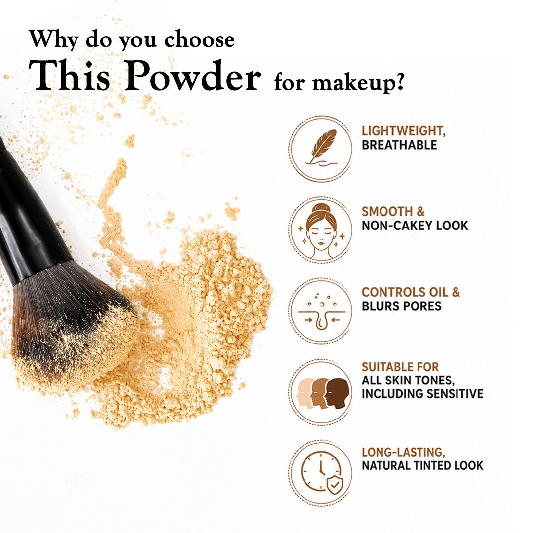 100% Sandalwood Mineral Tinted Sunscreen Loose Powder SPF 50 PA+++ - Makeup Finish, No White Cast with Zinc Oxide & Parsol TX - Keya Seth Aromatherapy
