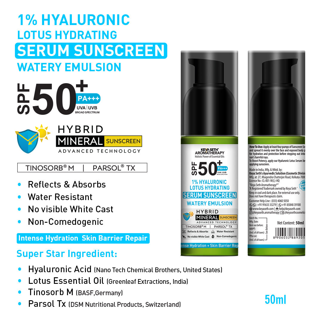 Daily Skincare Routine for Dry & Combination Skin – Hyaluronic Lotus Face Wash, 1.5% Hydrating Serum, Gel Moisturizer with 2% Pentavitin & SPF 50 PA+++ Sunscreen for Intense Hydration and Skin Barrier Repair
