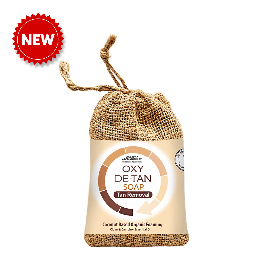 Oxy De-Tan Organic Foaming Soap – Removes Tan & Promotes Glowing Skin with Clove & Camphor Essential Oils - Keya Seth Aromatherapy