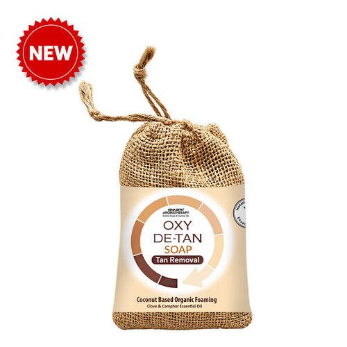 Oxy De-Tan Organic Foaming Soap – Removes Tan & Promotes Glowing Skin with Clove & Camphor Essential Oils - Keya Seth Aromatherapy