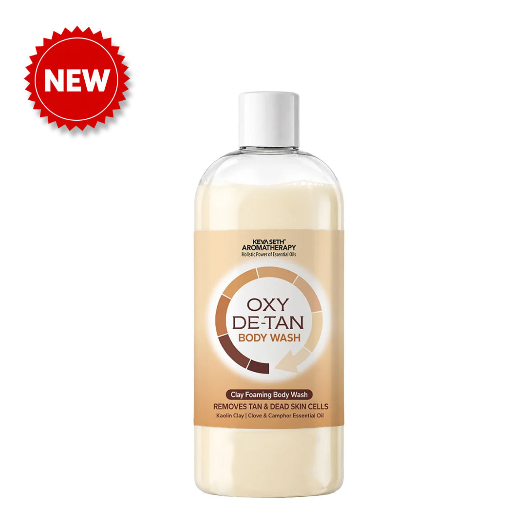 Oxy-De-Tan Clay Foaming Body Wash - Removes Tan & Dead Skin, Glowing & Lightens Skin with Essential Oils - Keya Seth Aromatherapy