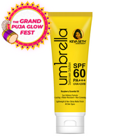 अम्ब्रेला सनस्क्रीन सॉल्यूशन SPF 60, ब्रॉड स्पेक्ट्रम प्रोटेक्शन, कोई सफ़ेद कास्ट नहीं, रास्पबेरी ऑयल 100ml के साथ हल्के मैट फ़िनिश 