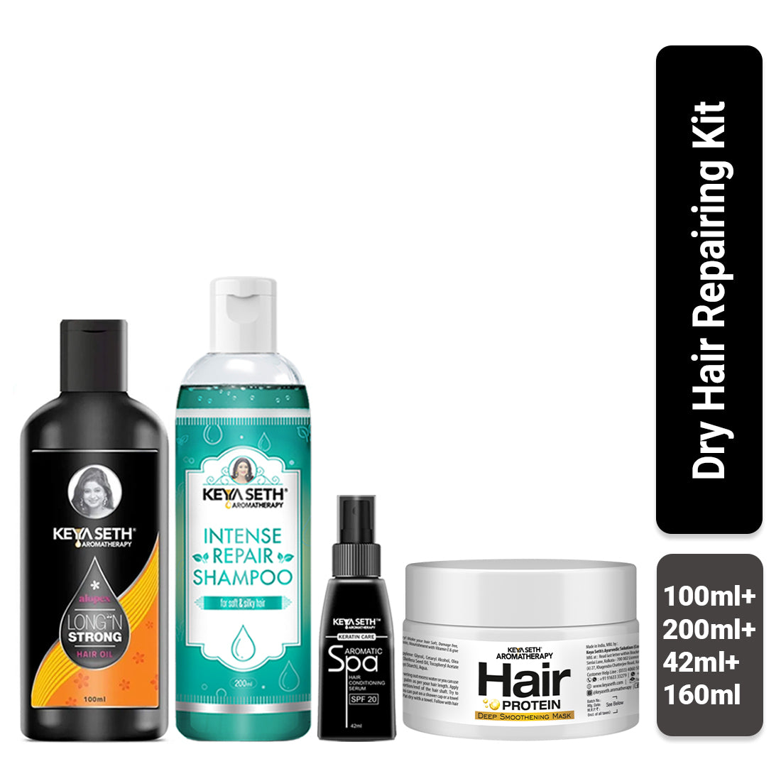 Hair Repair Kit: Rosemary & Tea Tree Oil, Pro-Vitamin B5 & Geranium Shampoo, Avocado Butter & Keratin Protein Mask, and Essential Oil Serum for Deep Nourishment, Strength & Frizz Control - Keya Seth Aromatherapy