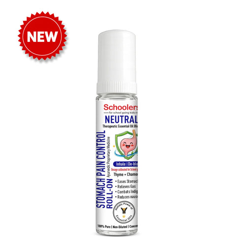 Schoolers Neutral Baby & Kids Stomach Pain Control Roll-On - Tummy Relief, Gas, Nausea & Indigestion - Keya Seth Aromatherapy