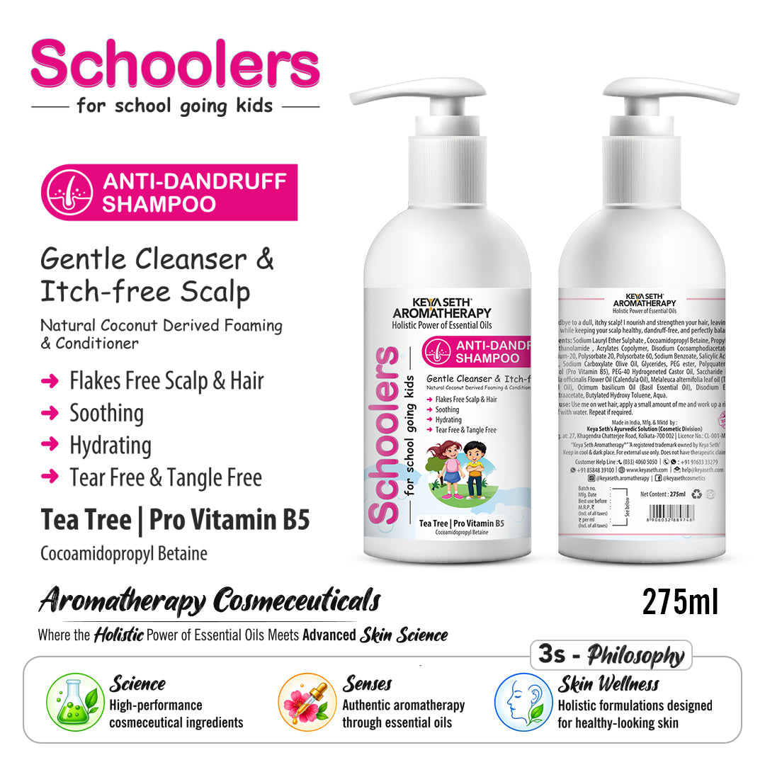 Schoolers Baby & Kids Anti-Dandruff Shampoo - Itch & Flake-Free Scalp, Soothing, Hydrating - Keya Seth Aromatherapy