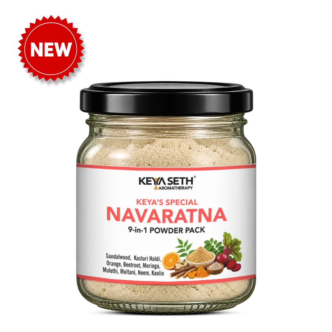 Keya's Special Navratna Powder Pack– With Sandalwood, Kasturi, Orange, Beetroot, Mulethi, Moringa, Kaolin, Neem, Multani; Fights Irritation, Reduces Acne, Calms Skin - Keya Seth Aromatherapy
