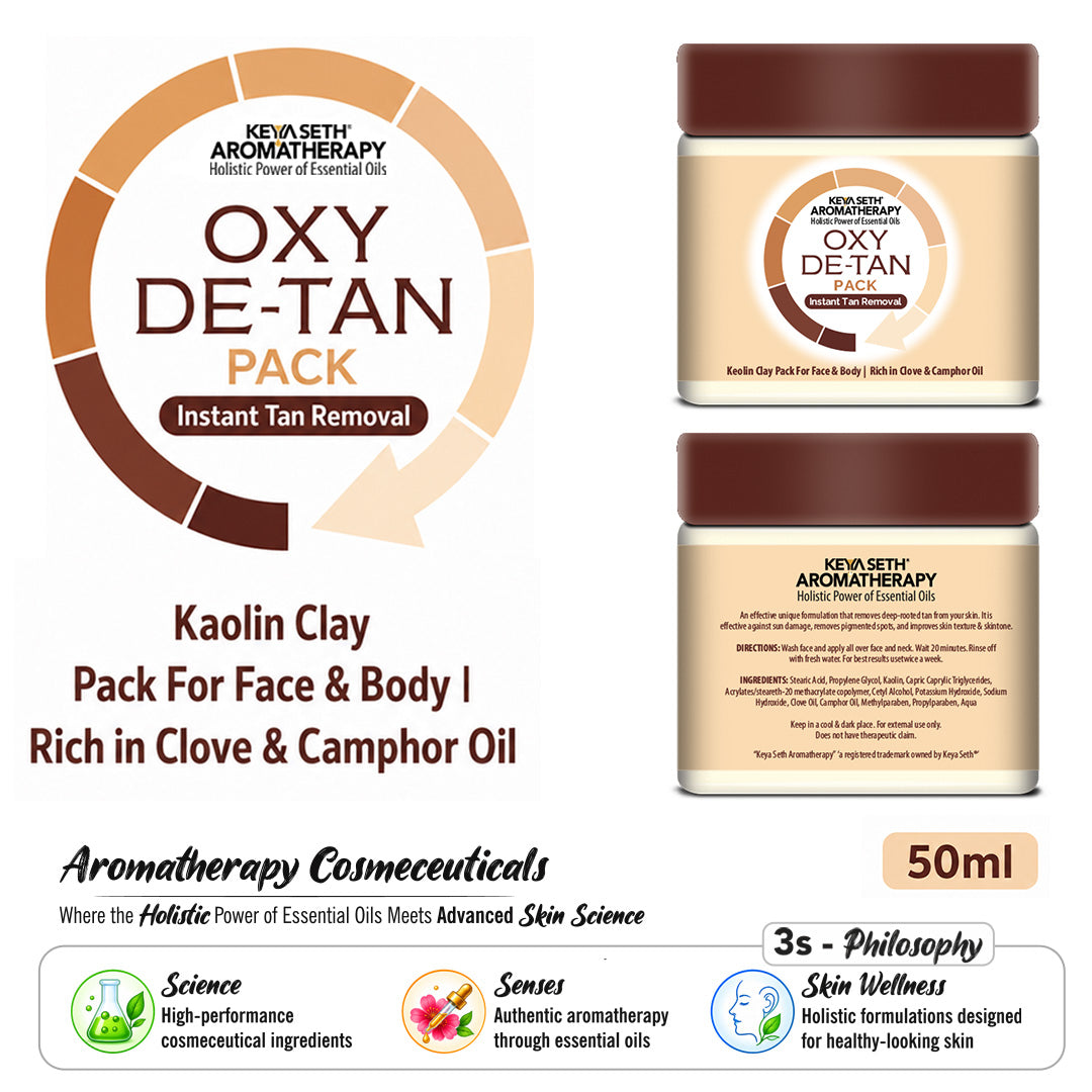 Oxy De Tan Removal for Glowing & Lighting oil Control, Anti Acne & Pimples Blemishes Pigmentation De Tan pack for Face & Body – No Ammonia & Bleach - Keya Seth Aromatherapy