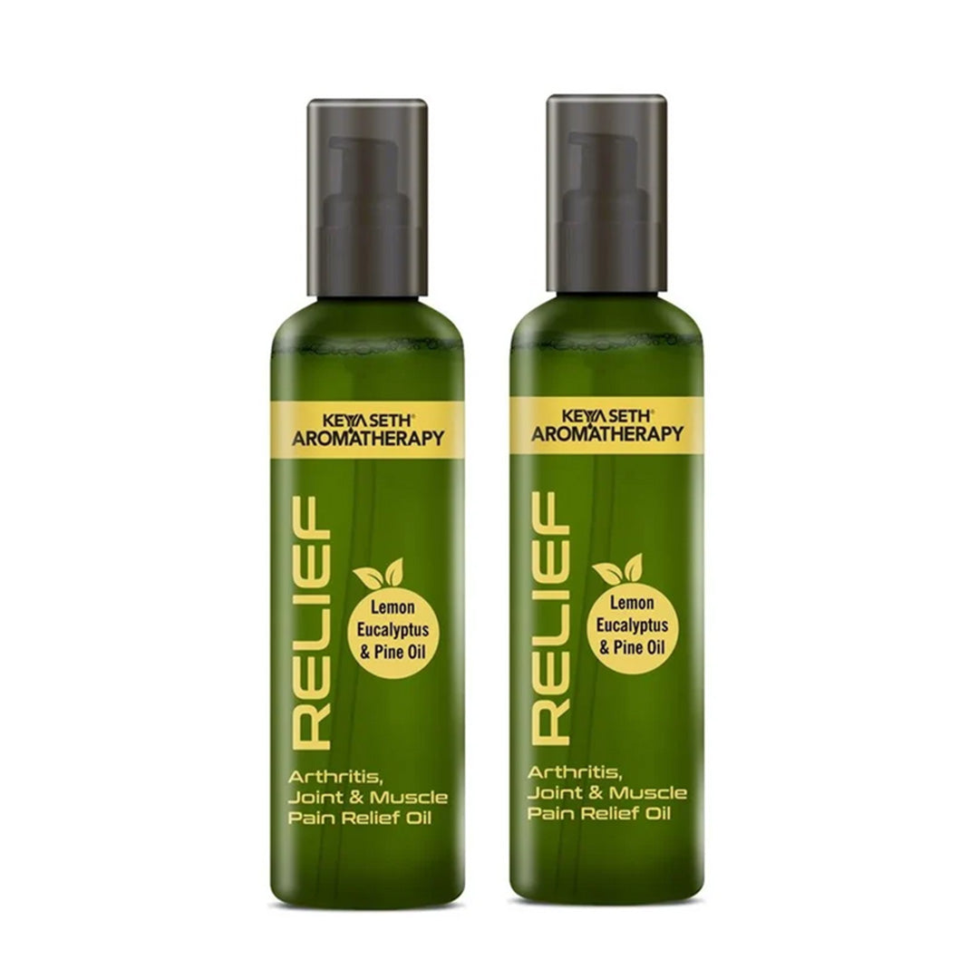 Relief Oil - Muscle Pain Relieving Oil - for Arthritis, Joint Pains (for Knee, Legs, Body, Back) Natural Therapeutic - with Lemon Pine Eucalyptus Essential Oil - Keya Seth Aromatherapy