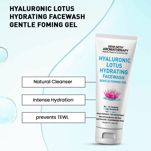 Hyaluronic Lotus Hydrating Facewash, 2 % Pentavitin + Natural Glucoside Foaming, NMFs + Lipids, Skin Barrier Repair, Gentle SLS Free