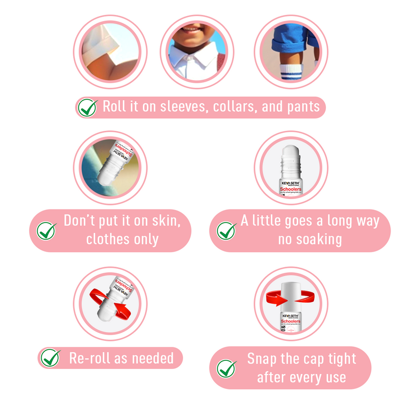 Schoolers Baby & Kids Mosquito-Insect Repellent Fabric Roll-On With Citronella, Lemongrass, Clove, Eucalyptus, Neem seed and Tea tree oils, Natural, DEET Free & Safe - Keya Seth Aromatherapy