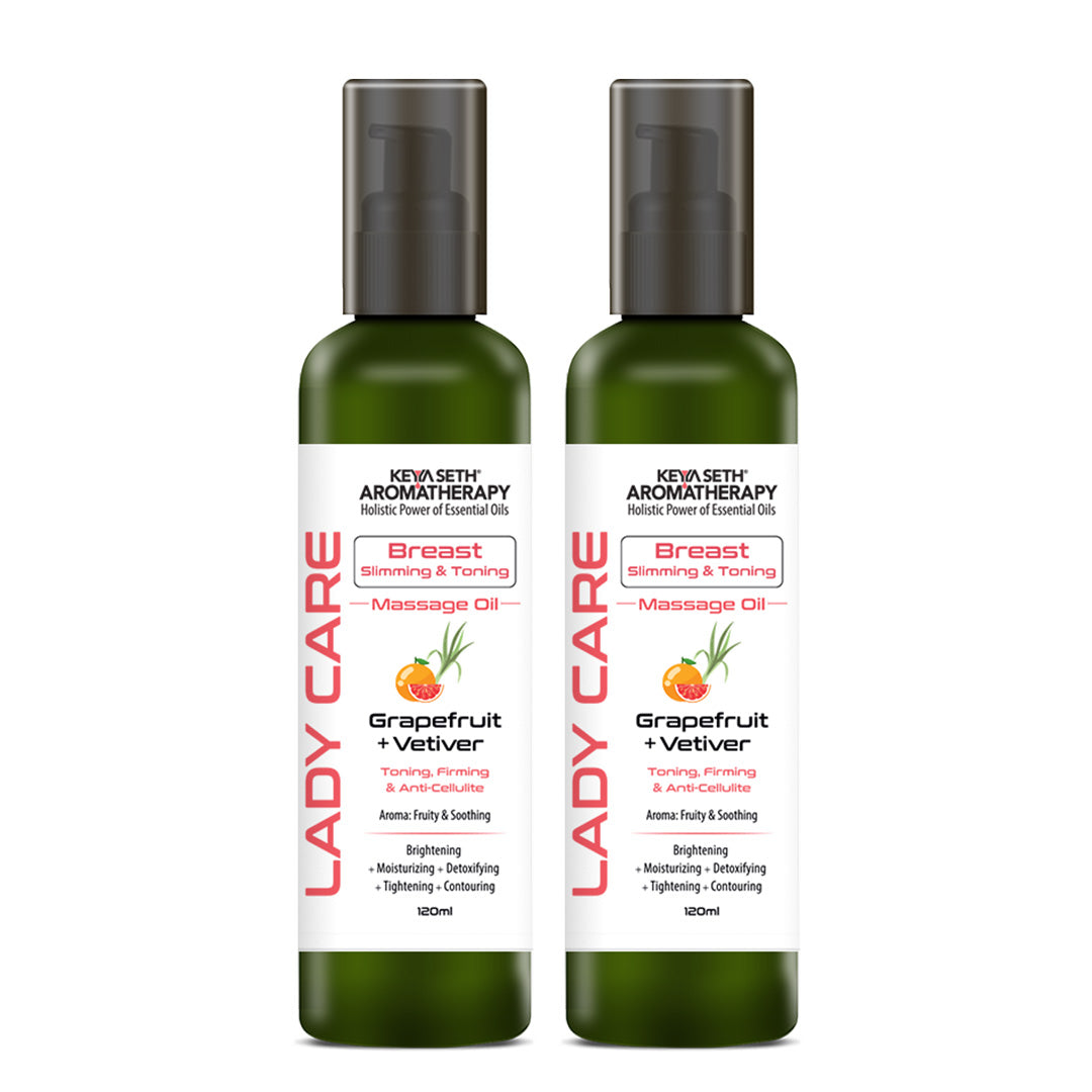 Lady Care Breast Sliming & Toning Massage Oil,Toning,Firming & Anti Cellulite, Grapefruit & Vetiver - Keya Seth Aromatherapy