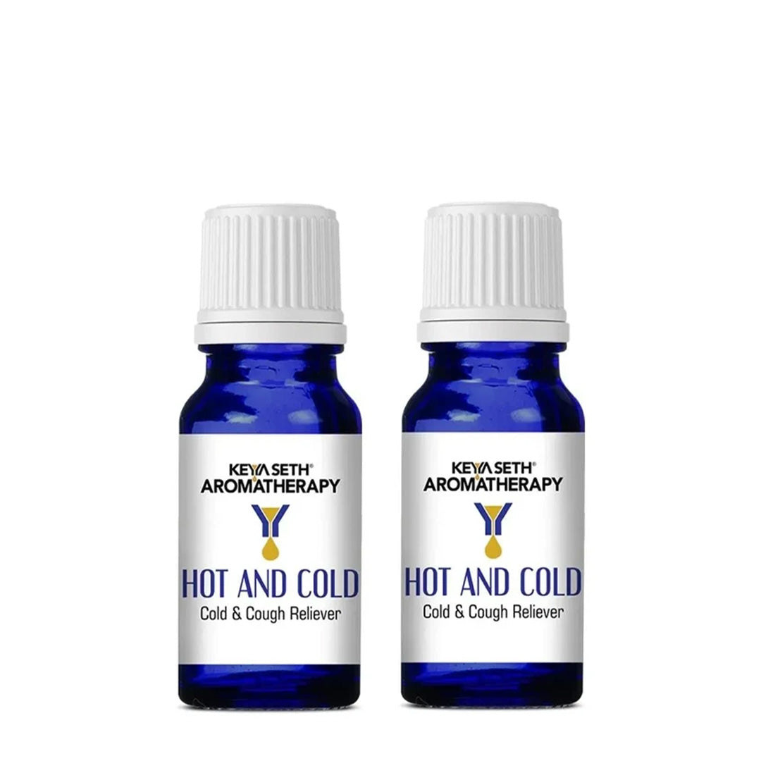 Hot and Cold-Congestion Reliever Steam Inhaler- Prevents Cold and Cough, Flu - Natural Therapeutic Essential Oil Blend Eucalyptus & Peppermint - Keya Seth Aromatherapy