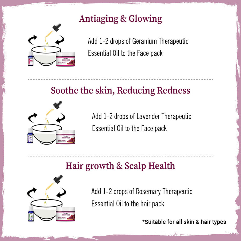 Beetroot Powder with Betalains & Vitamin C for Glowing Skin, Moisturizing, Anti-Aging, Natural Hair Color, Dandruff Control & Immunity Boost - Keya Seth Aromatherapy