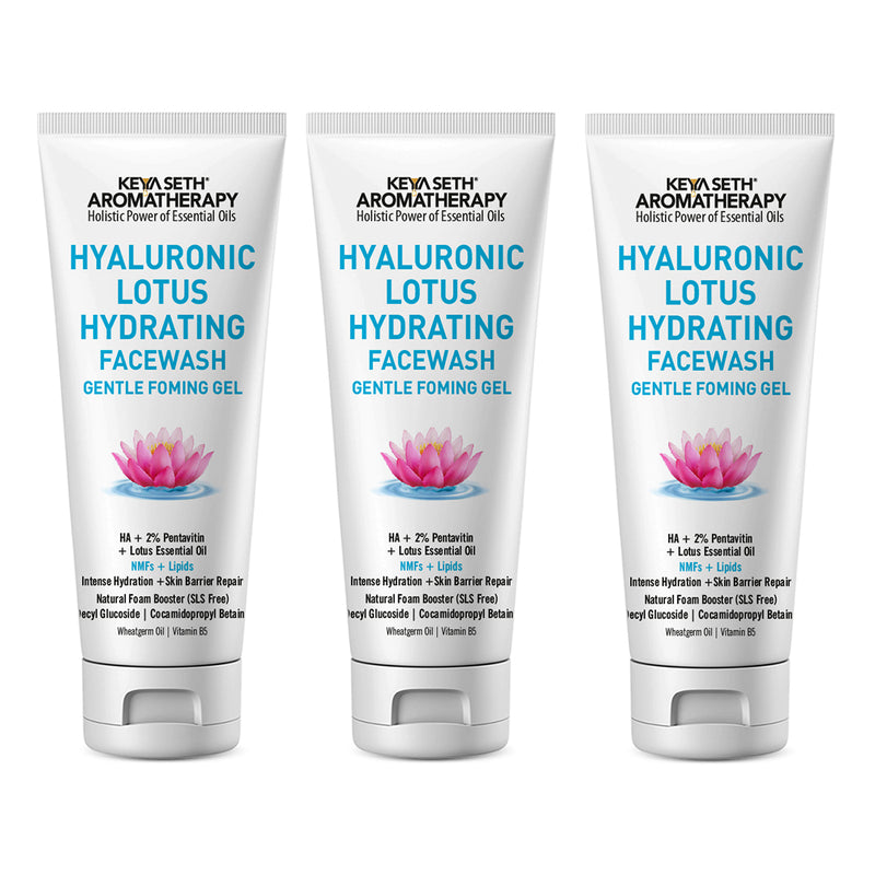 Hyaluronic Lotus Hydrating Facewash, 2 % Pentavitin + Natural Glucoside Foaming, NMFs + Lipids, Skin Barrier Repair, Gentle SLS Free