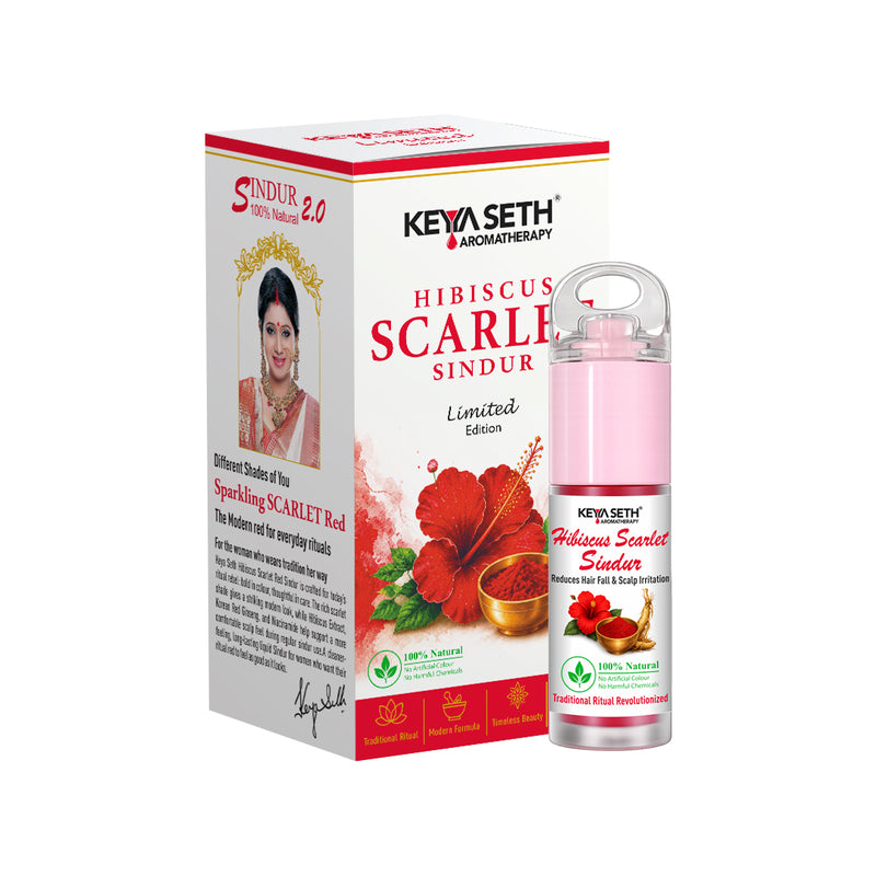 100% Natural Hibiscus Scarlet Sindur (Red) – Helps Reduce Hair Fall & Scalp Irritation, Long-Lasting & Water-Resistant - Keya Seth Aromatherapy