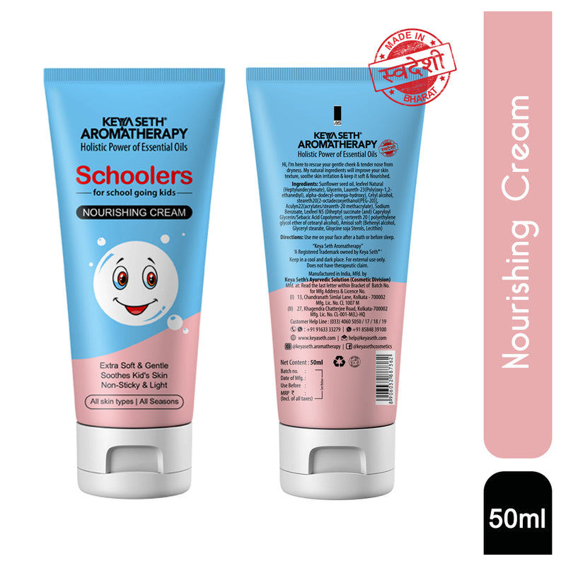 Schoolers Nourishing Cream Gentle & Safe, Intensive Moisturizing & Nourishing Ultra-Light for Kids- Hypoallergenic, No Paraben & Sulfates, Schoolers, Keya Seth Aromatherapy