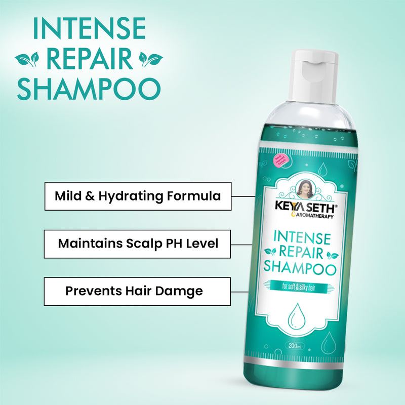 Intense Repair Shampoo for Dry Damaged Hair- Softens, Nourishes & Strengthens Hair with Pro -Vitamin B5 & Geranium Oil - Keya Seth Aromatherapy