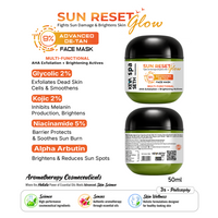 9% Advanced De-Tan SUN RESET Glow Face Mask, 2% Glycolic, 2% Kojic, 5% Niacinamide, Alpha Arbutin, Fights Sun Damage, Exfoliates Dead Skin & Brightens Skin - Keya Seth Aromatherapy