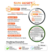5% Advance De Tan SUN RESET Glow Skin Polishing Scrub 1% Glycolic, 1% Kojic, 3% Niacinamide, Alpha Arbutin Fights Sun Damage & Brightens Skin - Keya Seth Aromatherapy