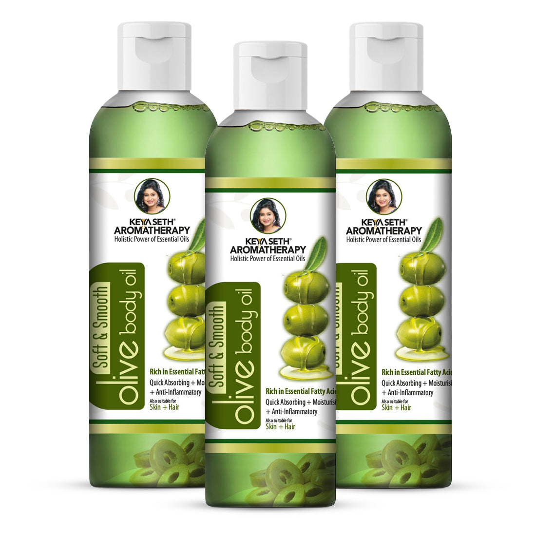 Olive Body Oil, Quick Absorbing Non-Sticky Nourishment I Hair & Skin, Daily Use After Bath Massage Oil I Pure Olive & Essential Oils Enriched - Keya Seth Aromatherapy