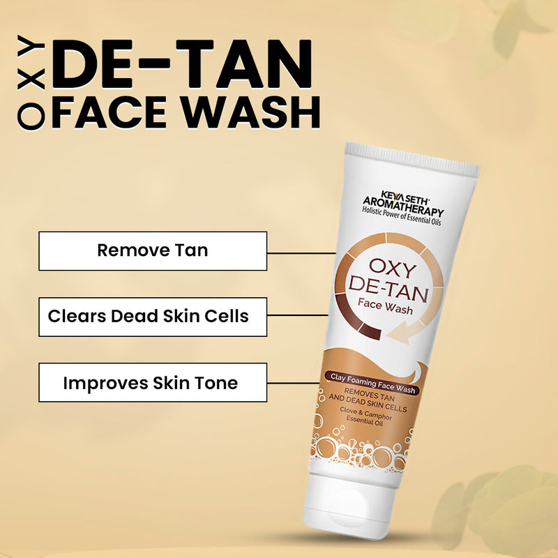 Oxy De Tan Clay Foaming Facewash Hydration & Moisturizing Infused with Clove & Camphor oil I Removes Tan & Dead Skin Cells SLS & Paraben Free 100ml - Keya Seth Aromatherapy