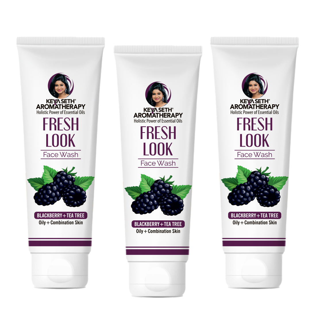 Fresh Look Blackberry & Tea Tree Face Wash, Mild, Hydrating, Moisturizing Foaming, Oily & Combination Skin - Keya Seth Aromatherapy