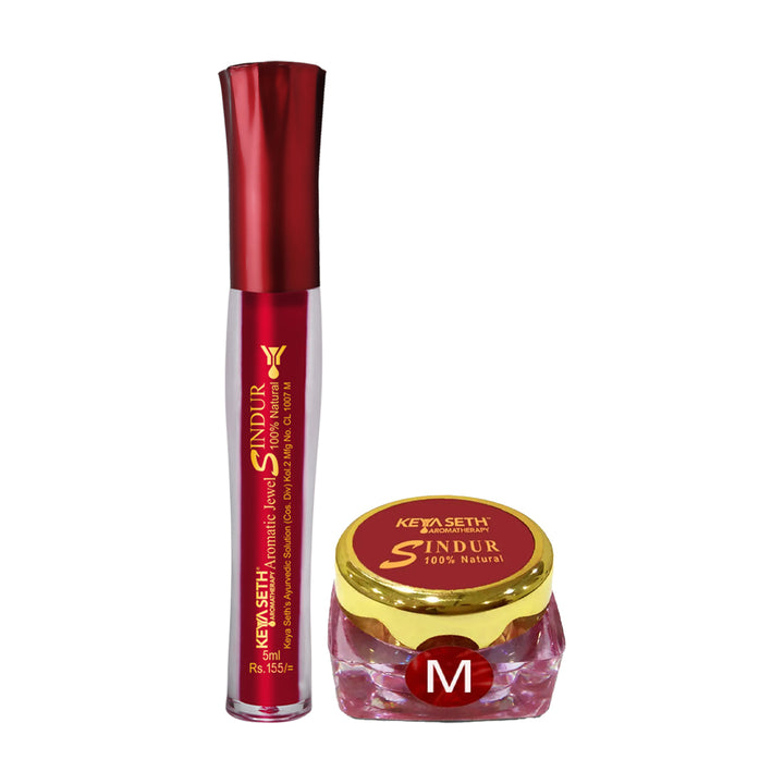 100% Natural Aromatic Liquid & Dust Maroon Sindoor 1Pcs Combo with Floral Pigments - Keya Seth Aromatherapy