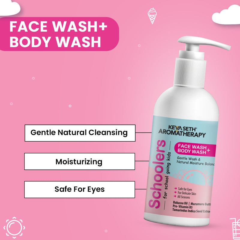 Schoolers Face & Body wash with No Harmful Chemical Deeply Nourishing Wash for Kids, Hypoallergenic, Paraben & Sulfates Free - Keya Seth Aromatherapy