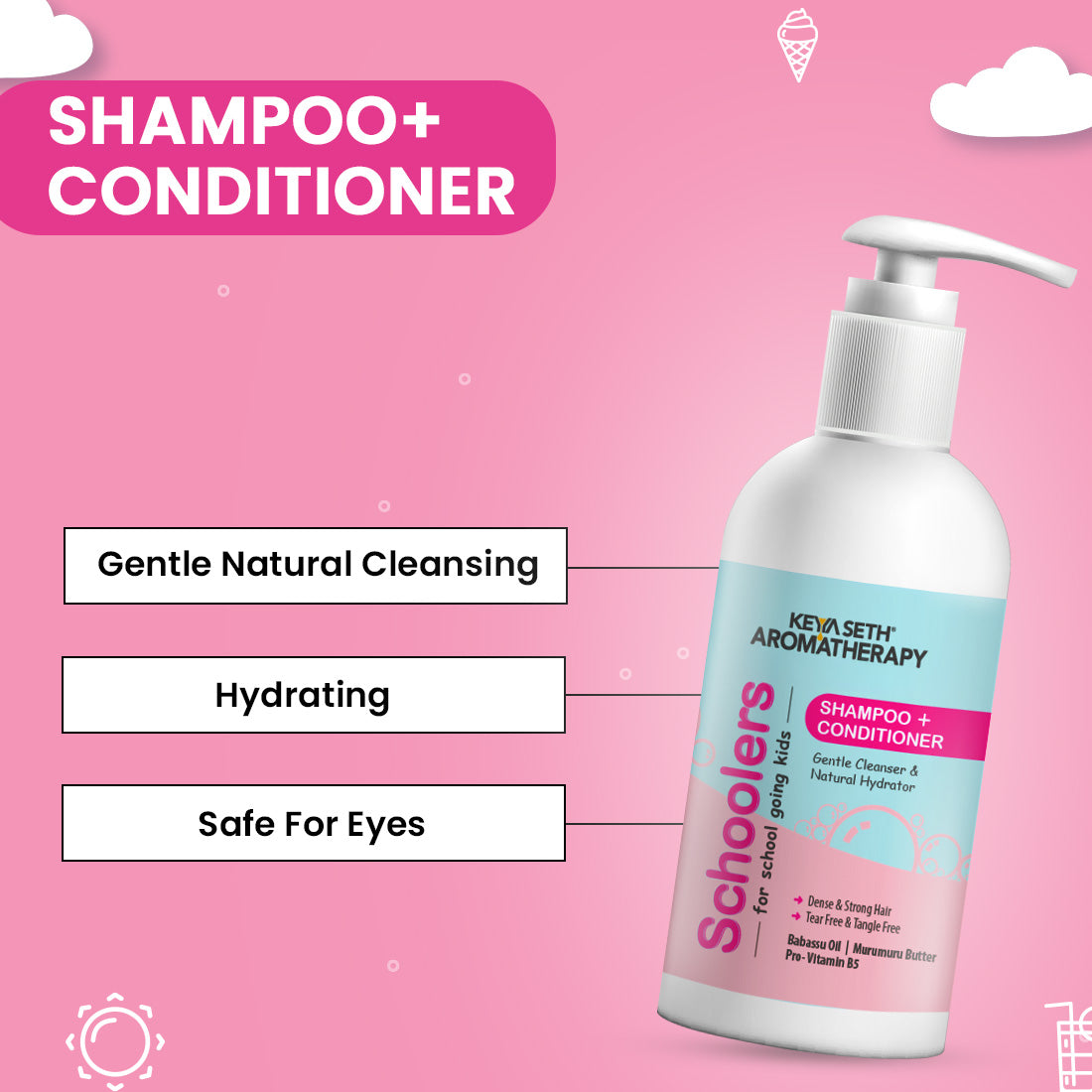Schoolers Kids Shampoo & Conditioner for Soft & Shining Hair. No sulfate & paraben - Keya Seth Aromatherapy