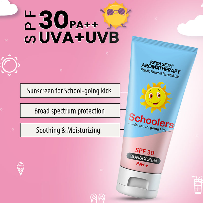 Schoolers Sunscreen SPF 30 PA++ for Kids Mineral Based Lotion -Paraben & Sulfate Free - Keya Seth Aromatherapy