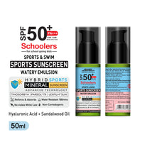 Schoolers SPF 50 PA+++, Kids Sports Mineral Watery Sunscreen Boys & Girls, No White Cast, Water Resistant 180 Mins, Tinosorb M + Parsol TX - Keya Seth Aromatherapy