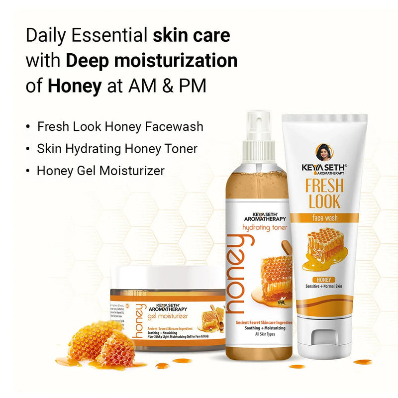 Honey Essential Skin Care Routine Kit for Dry Skin for Men & Women I Facewash + Gel Moisturizer + Toner I Deep Conditioning with Pure Honey, Skin Care, Skin Care, Keya Seth Aromatherapy