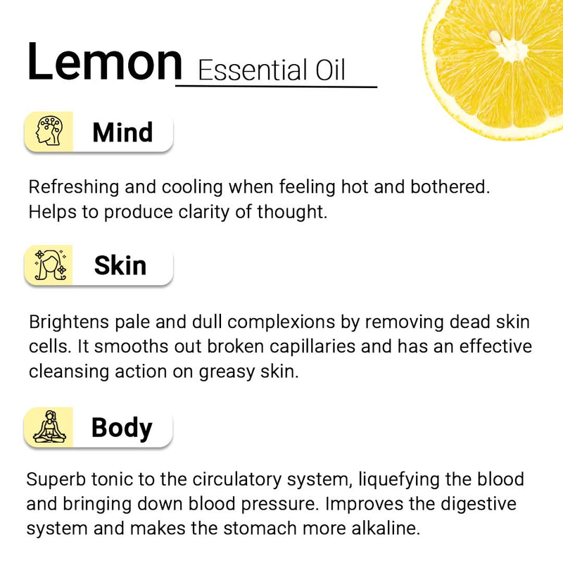 Lemon Essential Oil, Therapeutic, Pure & Natural, Vitamin C, Skin Brightening, Weight Loss, Boosts Immunity  10ml, Essential Oil, Keya Seth Aromatherapy