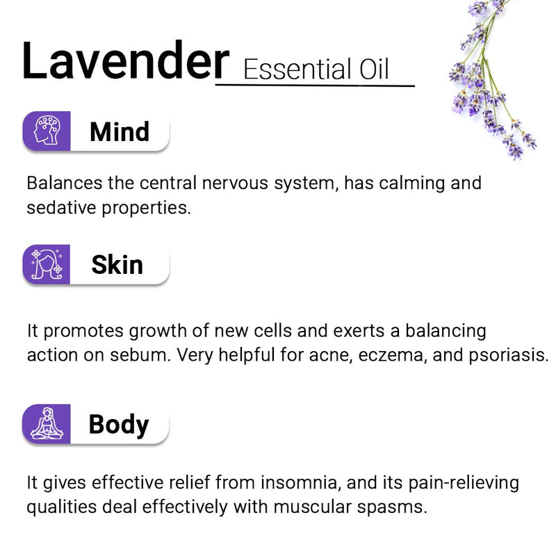 Lavender Essential Oil, Therapeutic, Pure & Natural, Stress Relief, Insomnia, Cold, Asthma, Skin & Hair Tonic 10ml, Essential Oil, Keya Seth Aromatherapy