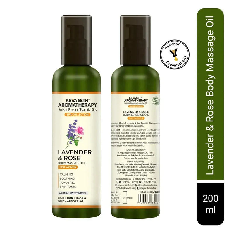 Lavender & Rose Body Massage Oil, for Women Calming, Soothing, Romantic,Skin Tonic with Sweet & Deep Aroma
