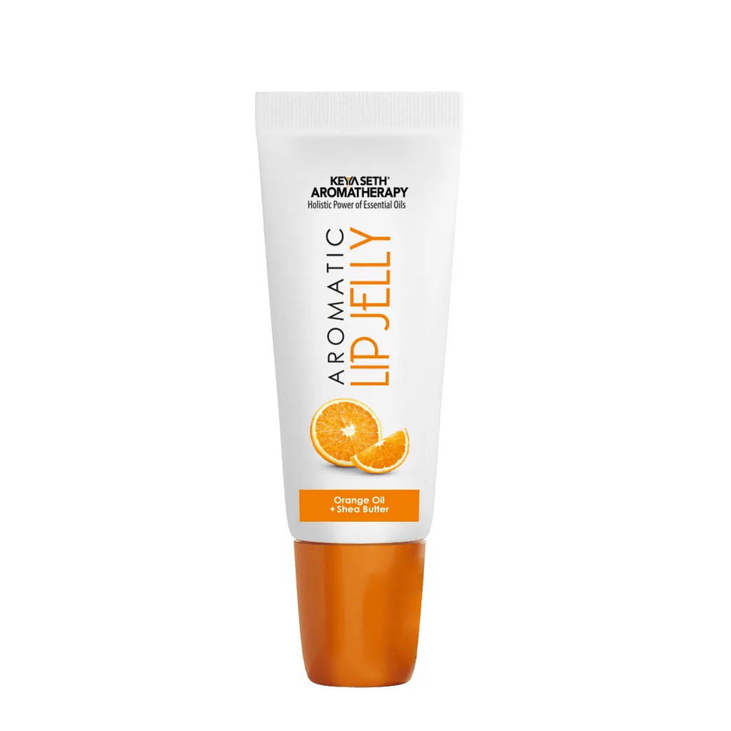 Aromatic Lip Jelly Orange, Enriched with Orange Oil (Vitamin C) & Shea Butter, Tinted Lip Balm, Brightening and Moisturizing Dark Lips for Men and Women 10ml, Lip Care, Keya Seth Aromatherapy