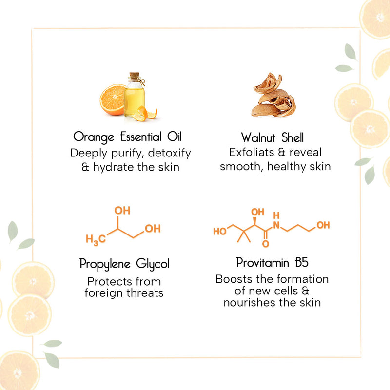 Orange Gel Scrub, Vitamin C Enriched, Walnut Shell, Natural Exfoliation, Removes Dead Cells, Brightening, Rejuvenating, Refreshing, Soothing & Detox, Scrubs, Scrubs, Keya Seth Aromatherapy