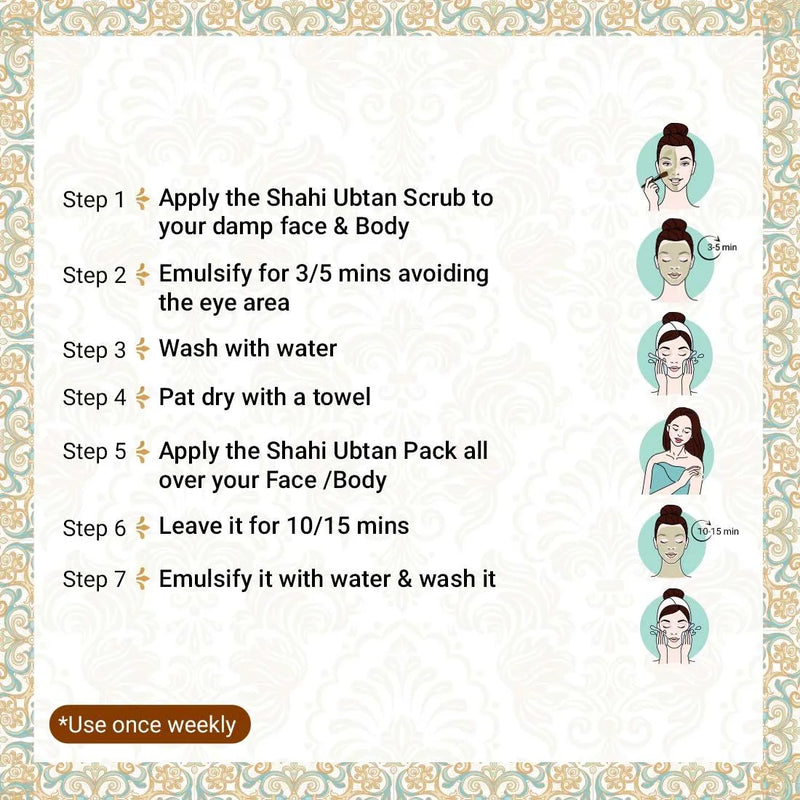 Shahi Ubtan Scrub & Pack Combo, I Tan Free  Glowing skin Natural Exfoliation I All Skin Types