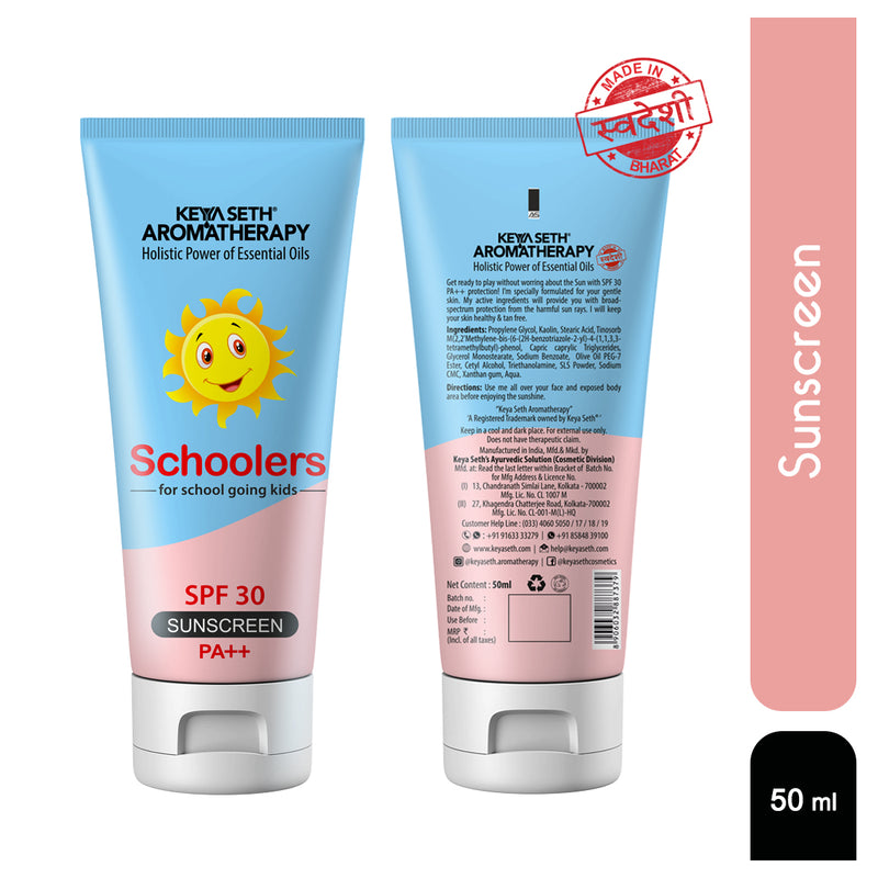 Schoolers Sunscreen SPF 30 PA++ for Kids Mineral Based Lotion -Paraben & Sulfate Free