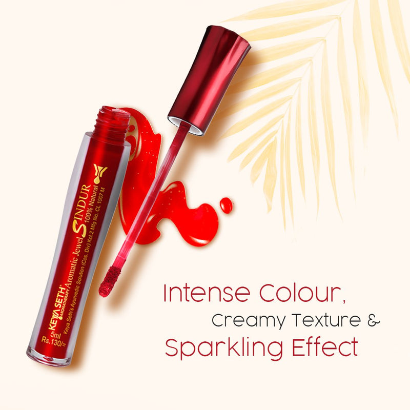 Aromatic 100% Natural Liquid Sindoor (Red) - Long lasting & Waterproof with Floral Pigment