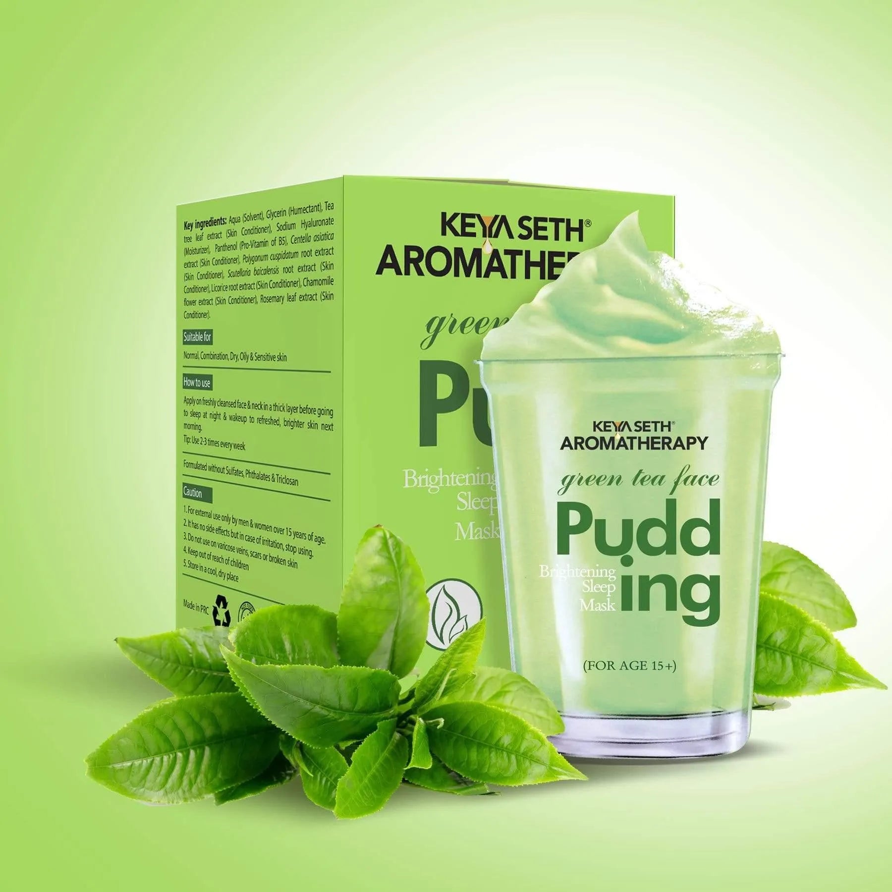 Green Tea Face Pudding Brightening Sleeping Mask for Soft Smooth
