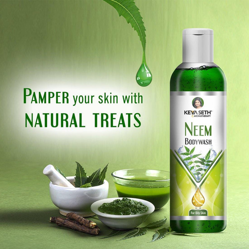 Neem Bodywash Gel Enriched with Pure Neem Essential Oil & Olive Extract -Natural Anti Acne & Pimple Unisex for Oily Skin