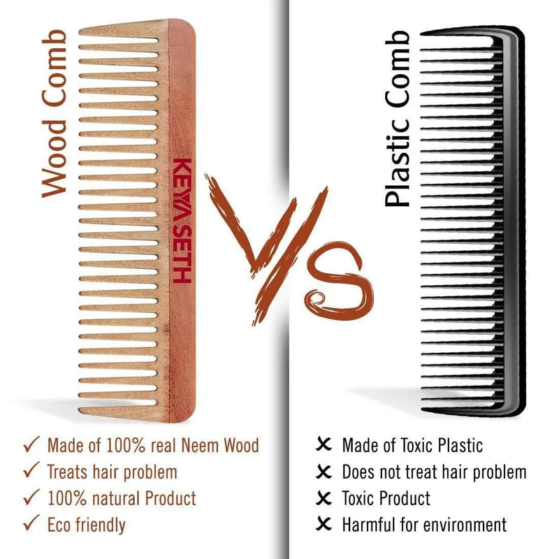 Neem Wooden Comb Wide Tooth for Hair Growth for Men & Women All Purpose Large Size Perfect Hair Setter.