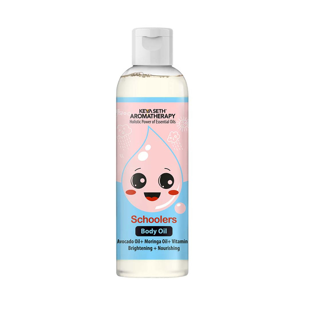 Schoolers Body Oil Ultra-Light Brightening & Nourishing Massage Oil I  Enriched with Avocado oil, Moringa Oil & Vitamin E, Body Care, Body Oil, Keya Seth Aromatherapy