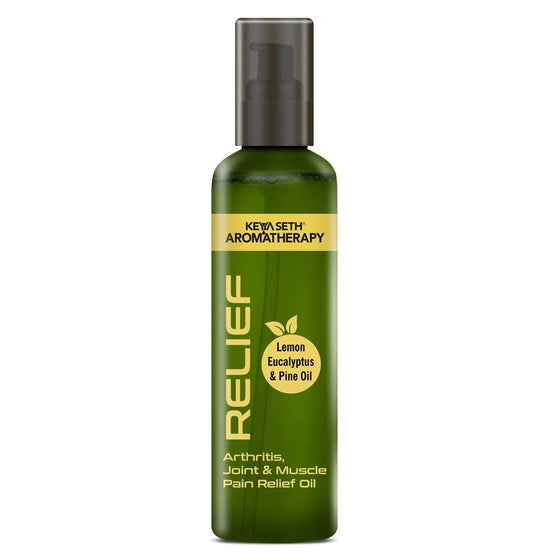 Relief Oil - Muscle Pain Relieving Oil - for Arthritis, Joint Pains (for Knee, Legs, Body, Back) Natural Therapeutic - with Lemon Pine Eucalyptus Essential Oil - Keya Seth Aromatherapy